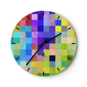 Vægur, Uret - En mosaik af farverige firkanter i moderne stil - 30x30cm - Alle er forskellige, alle er lige - Moderne vægdekoration til stue, køkken og soveværelse ARTTOR