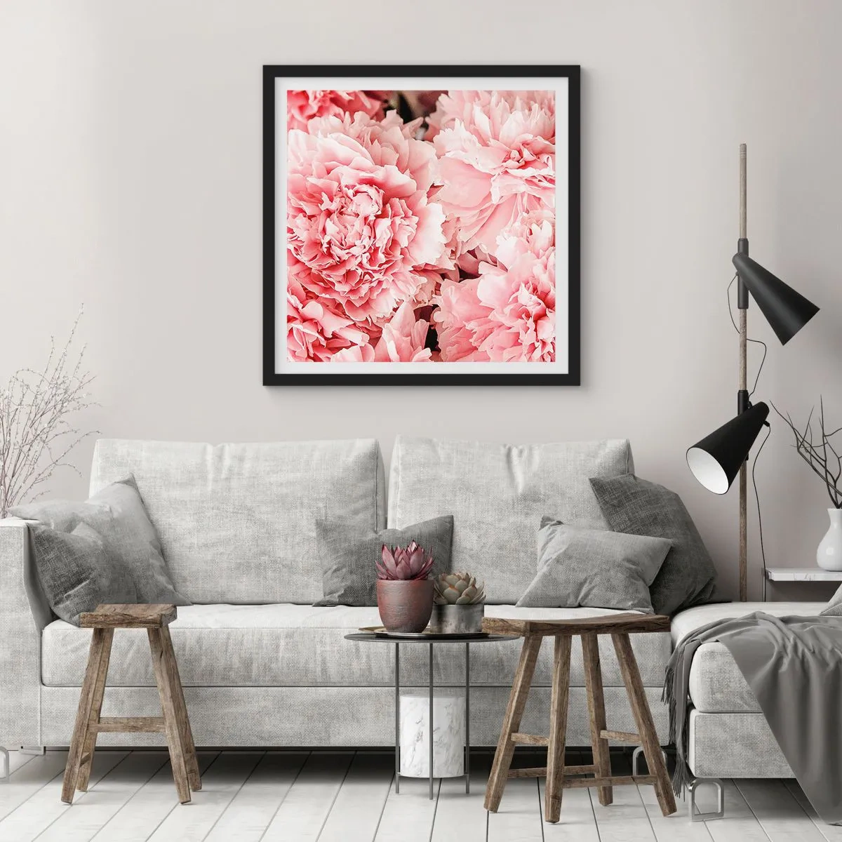 Plakat i sort ramme - Lyserød drøm - 30x30 cm