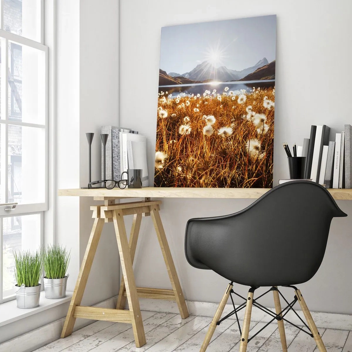 Billede på glas - Hårdhed af sten, blødhed af græs - 80x120 cm