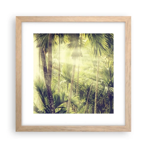 Plakat i ramme af lyst egetræ - I grønne gløder - 30x30 cm