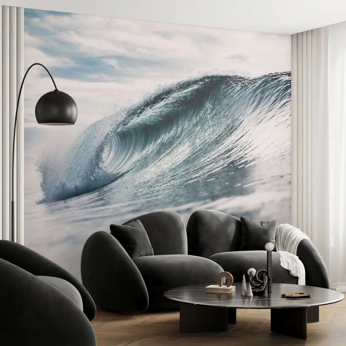 Fototapet Selvklæbende Deluxe Sticker - Topmøde om vand - Havbølge, Hav, Ocean - 150x105 cm