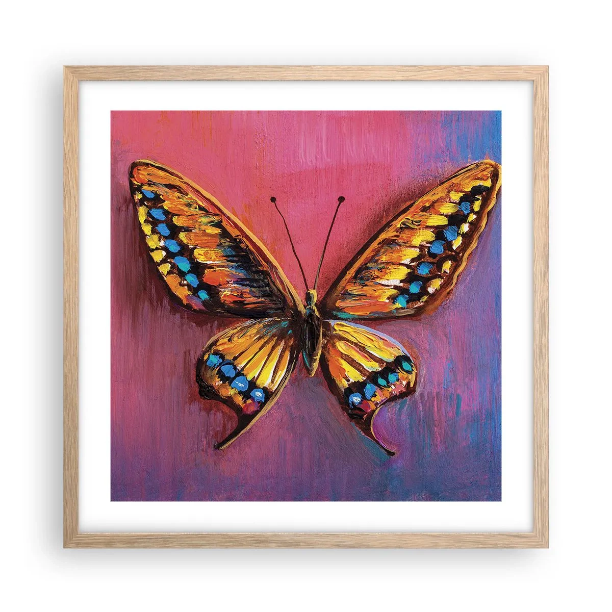 Plakat i ramme af lyst egetræ - Naturens juvel - 50x50 cm