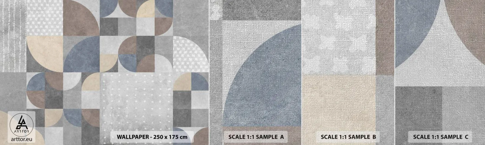 Prøve Fototapet Premium Canvas - Keramisk fantasi - Abstraktion, Stykke, Geometrisk mønster - 100x30 cm