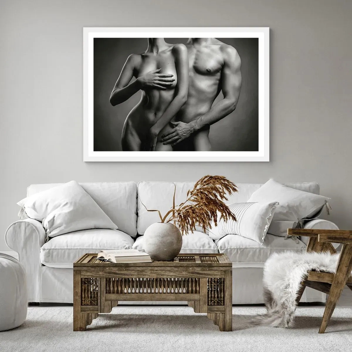 Plakat i hvid ramme - Adam og Eva - 40x30 cm