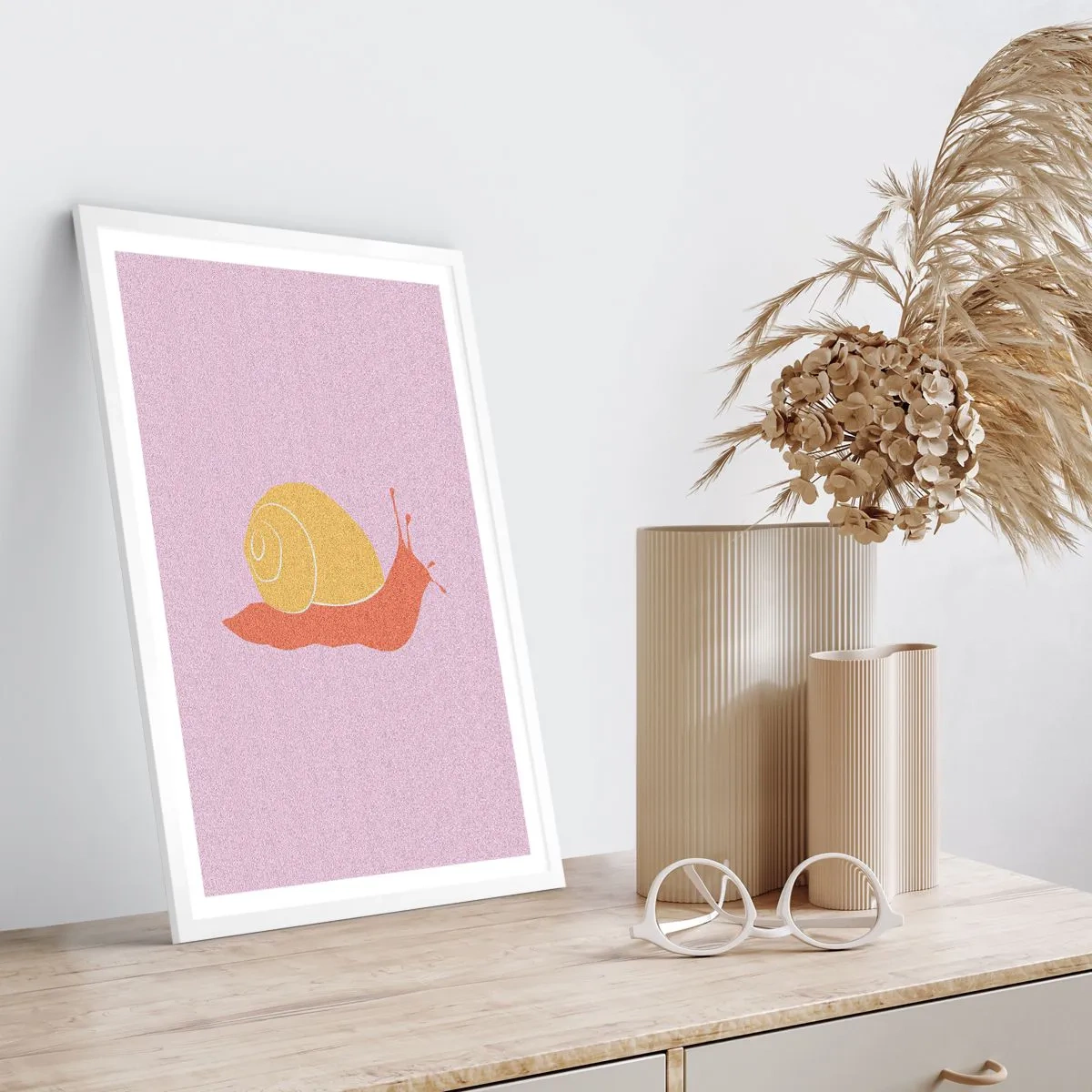 Plakat i hvid ramme - Der er ingen hastværk - 61x91 cm