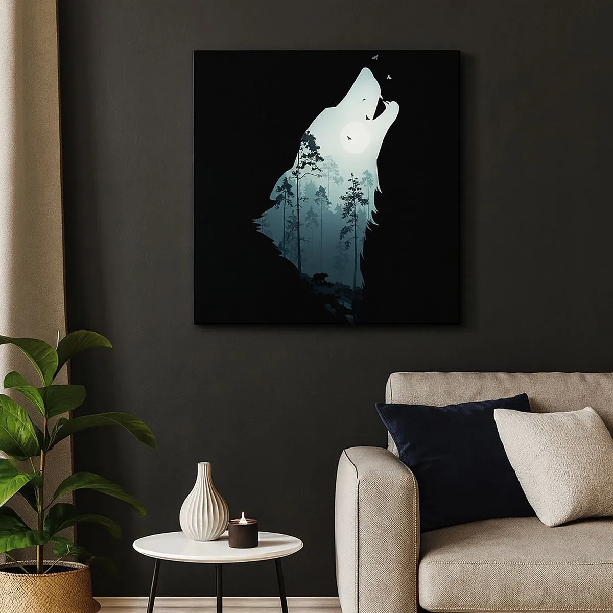 Lærredstryk - Billede på lærred - Skovnattens stemme - 30x30 cm