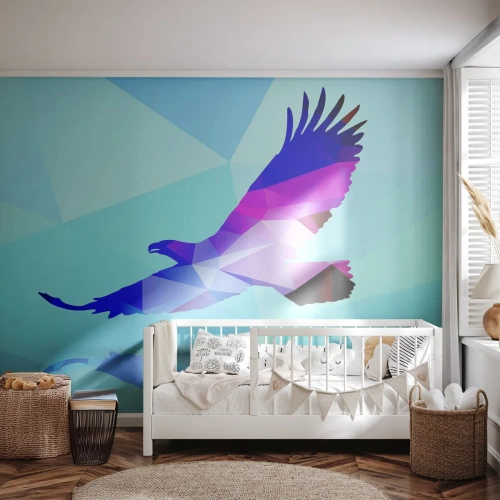 Fototapet Premium Canvas - Ørn i lilla krystal - Fugl, Ørn, Geometrisk figur - 450x315 cm