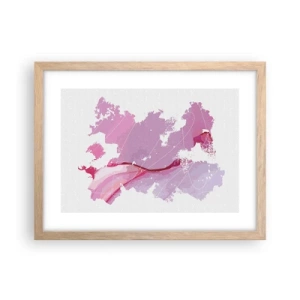 Plakat i ramme af lyst egetræ - Kort over en lyserød verden - 40x30 cm