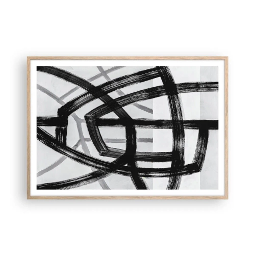 Plakat i ramme af lyst egetræ - Opbygning af dybde - 100x70 cm