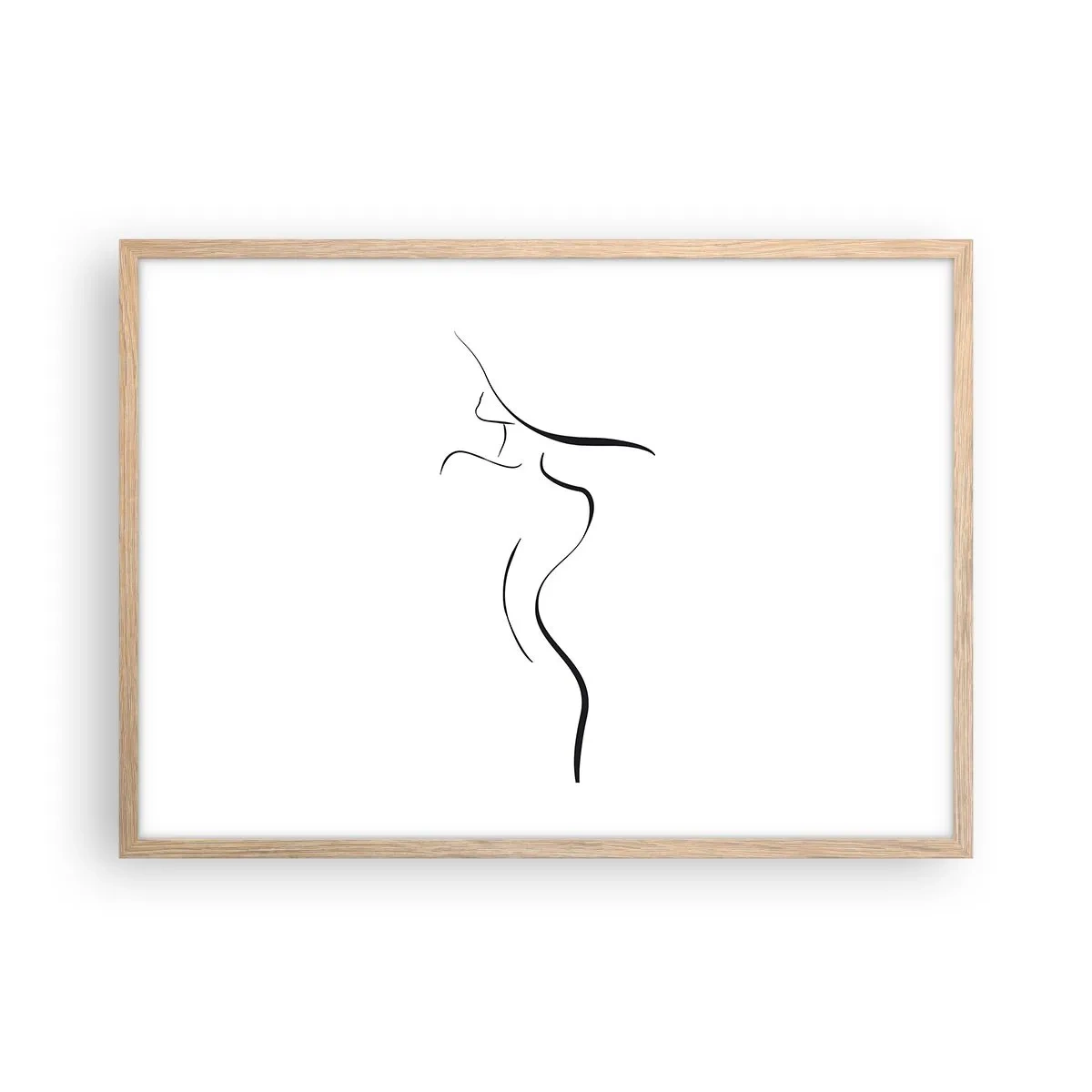 Plakat i ramme af lyst egetræ - Flygtig som en bølge - 70x50 cm