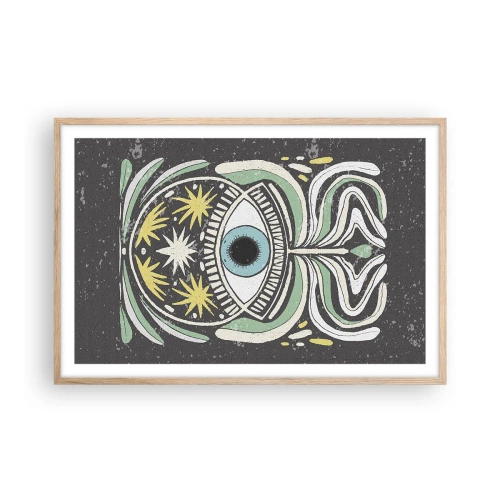 Plakat i ramme af lyst egetræ - Stammeritualer - 91x61 cm