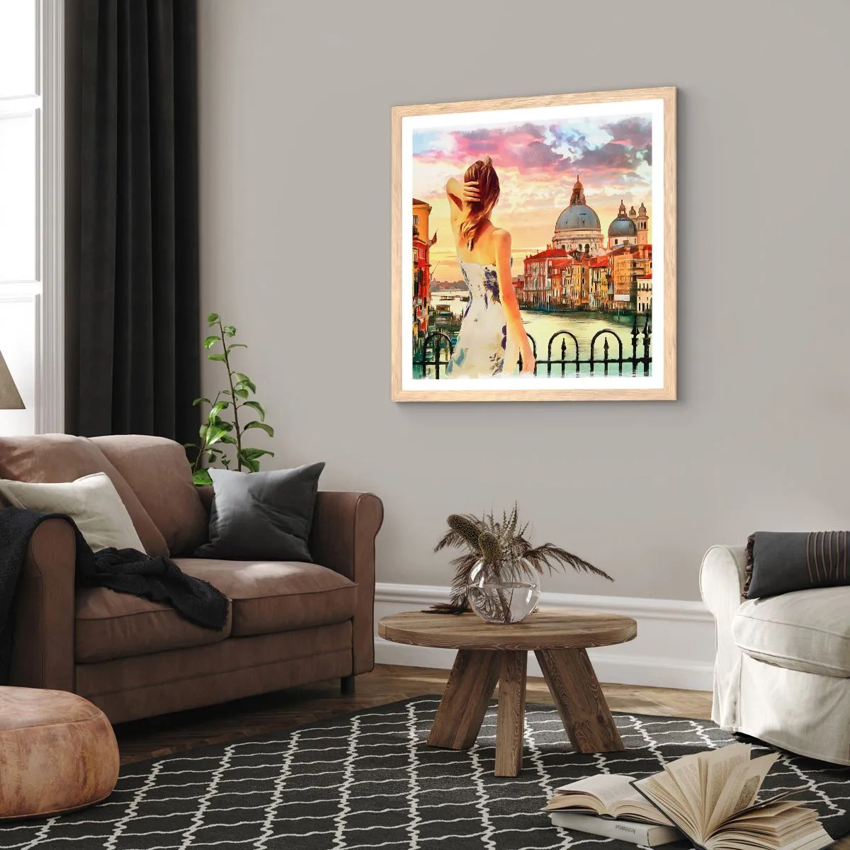 Plakat i ramme af lyst egetræ - Når det drejer sig om eventyr, er det kun i ... - 60x60 cm