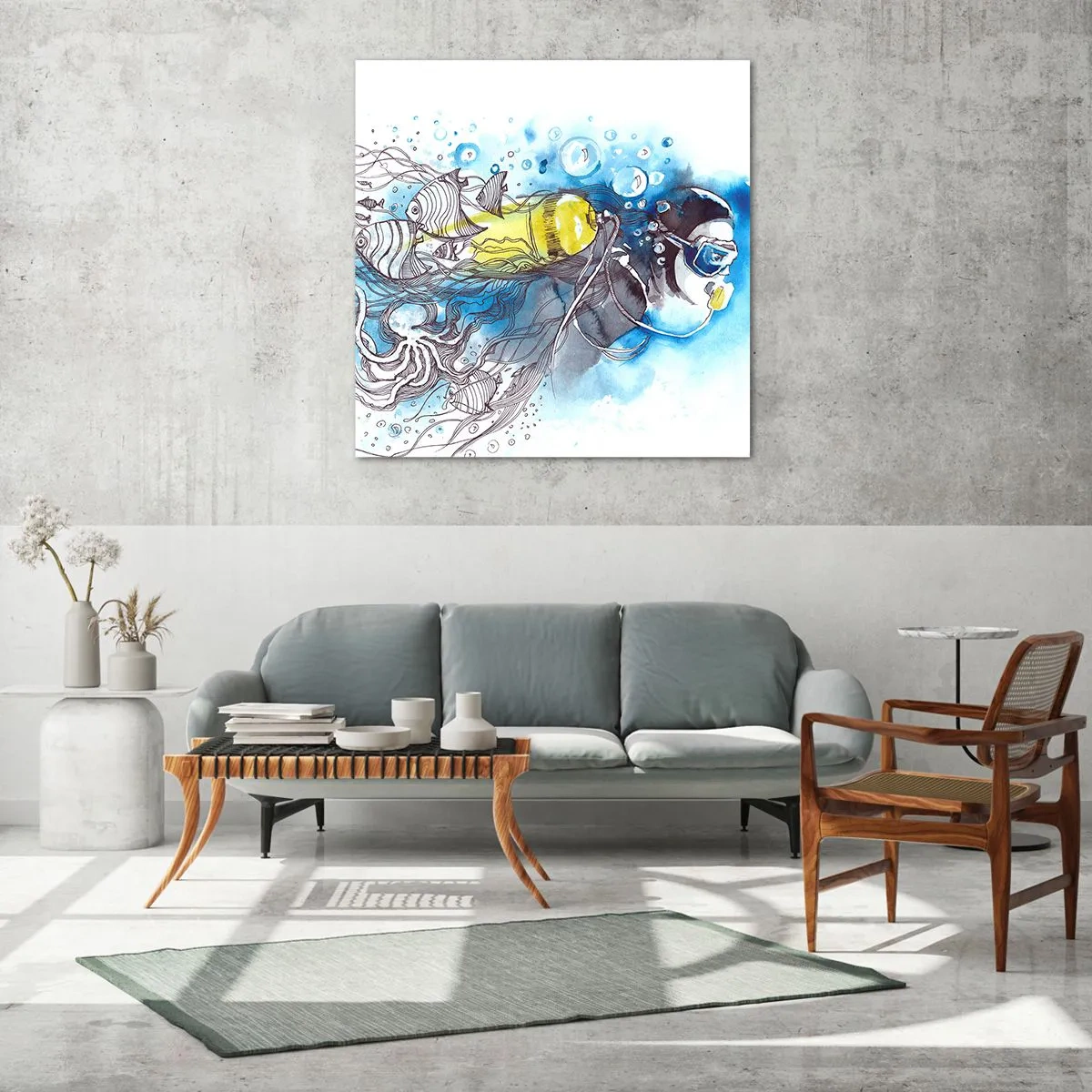 Billede på glas - Stor blå - 70x70 cm