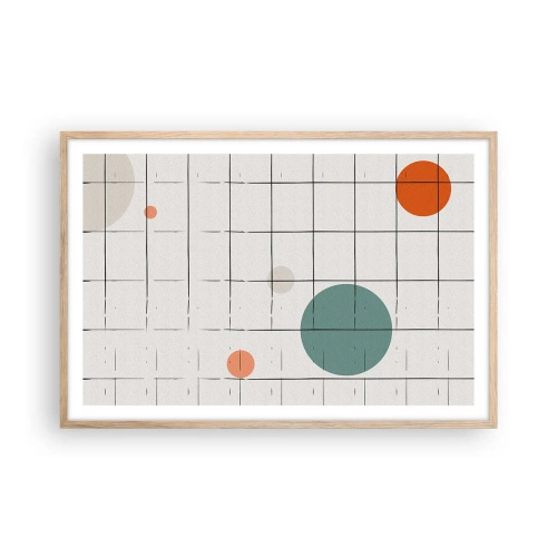 Plakat i ramme af lyst egetræ - Fanget i en fælde. Os eller dem? - 91x61 cm