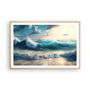 Plakat i ramme af lyst egetræ - Støj kun for dig - 91x61 cm