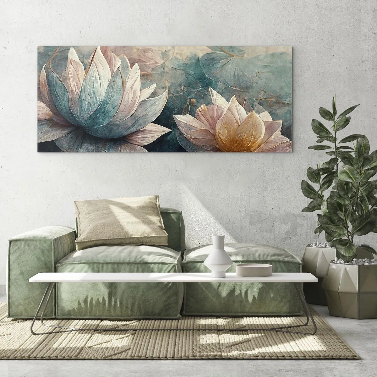 Billede på glas - Søens stjerner - 120x50 cm