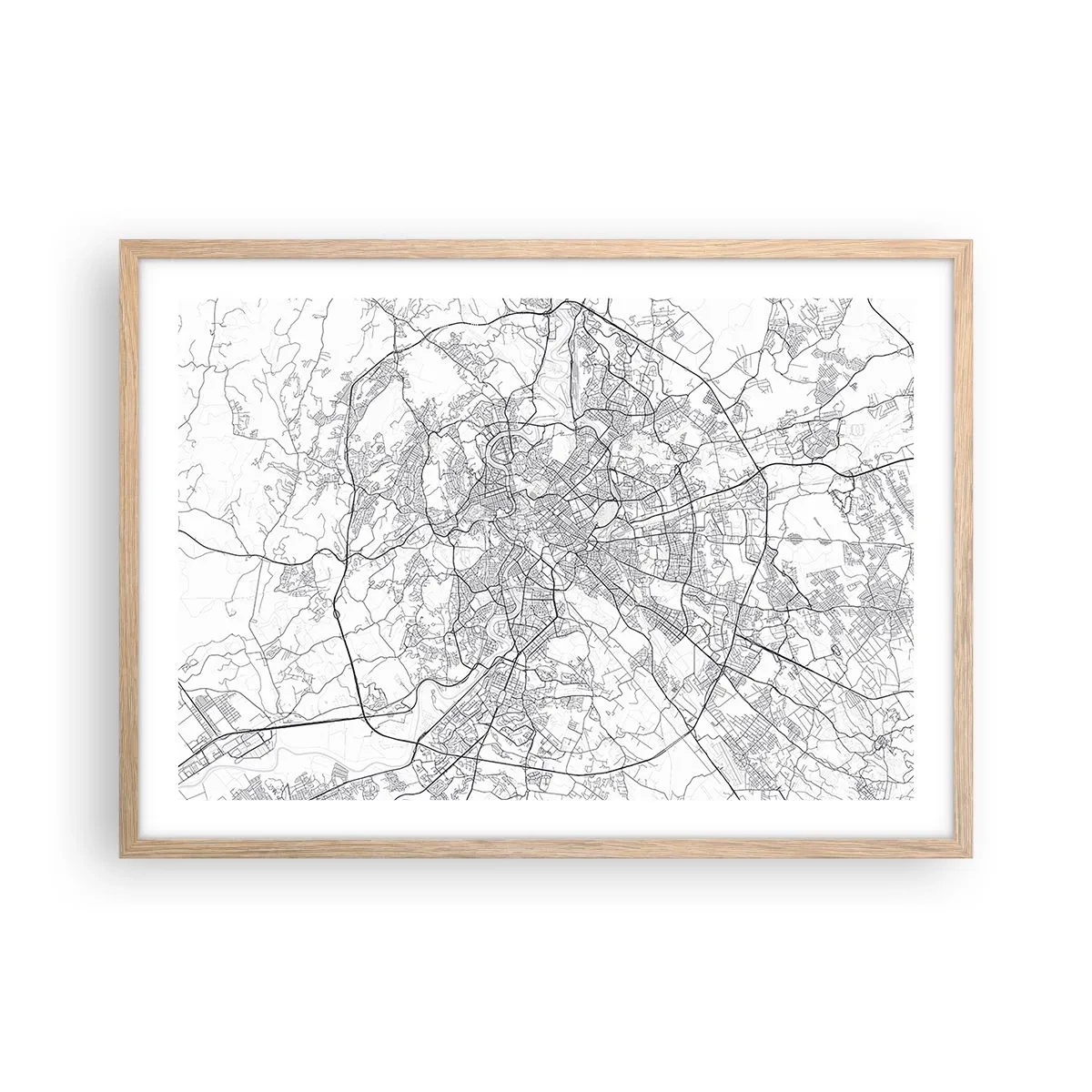 Plakat i ramme af lyst egetræ - Romersk cirkel - 70x50 cm