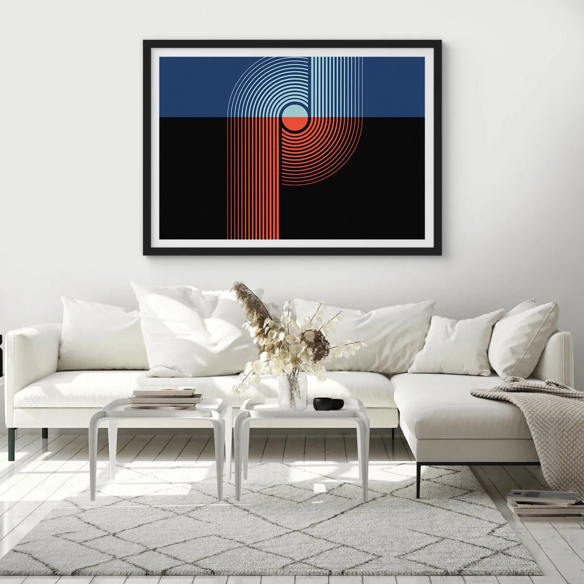 Plakat i sort ramme - I en geometrisk omfavnelse - 70x50 cm