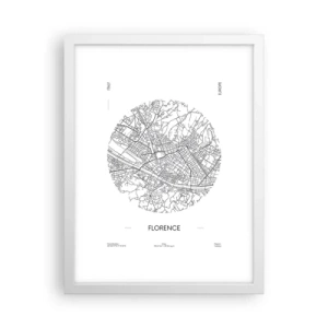 Plakat i hvid ramme - Anatomi af Firenze - 30x40 cm
