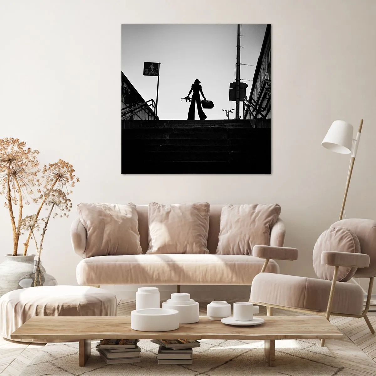 Lærredstryk - Billede på lærred - Vandring i byen - 30x30 cm