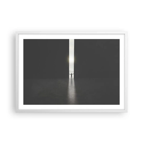 Plakat i hvid ramme - Et skridt mod en lys fremtid - 70x50 cm