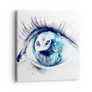 Lærredstryk - Billede på lærred - Øje mod øje med vildskab - 40x40 cm