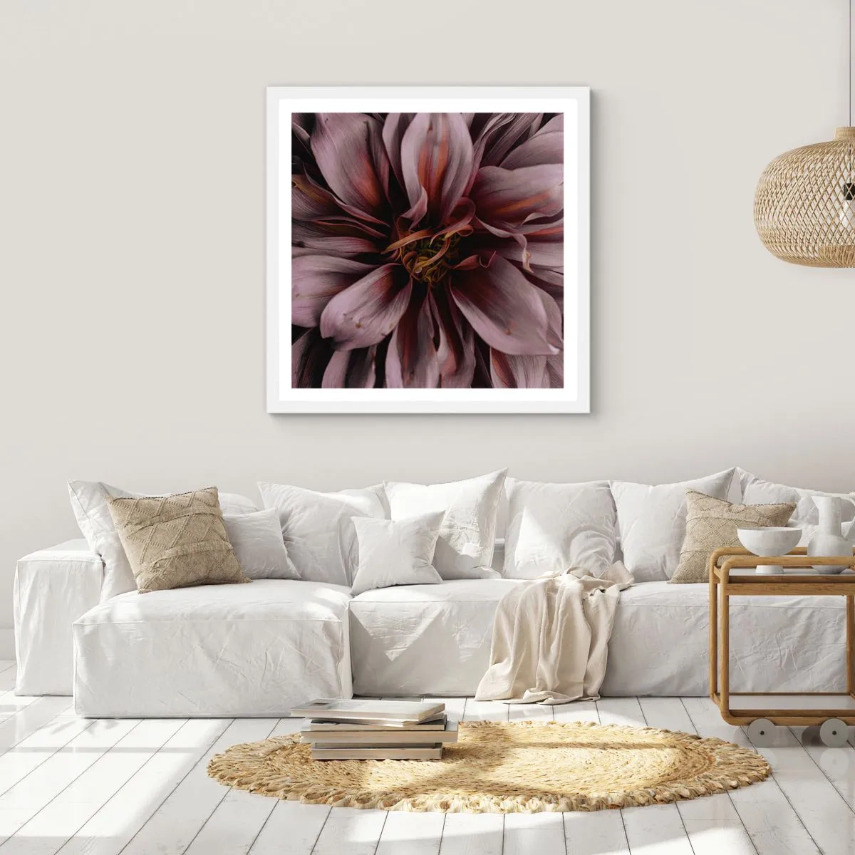 Plakat i hvid ramme - Blomstret hjerte - 60x60 cm