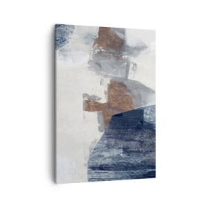 Lærredstryk - Billede på lærred - Blåbrune former - 50x70 cm
