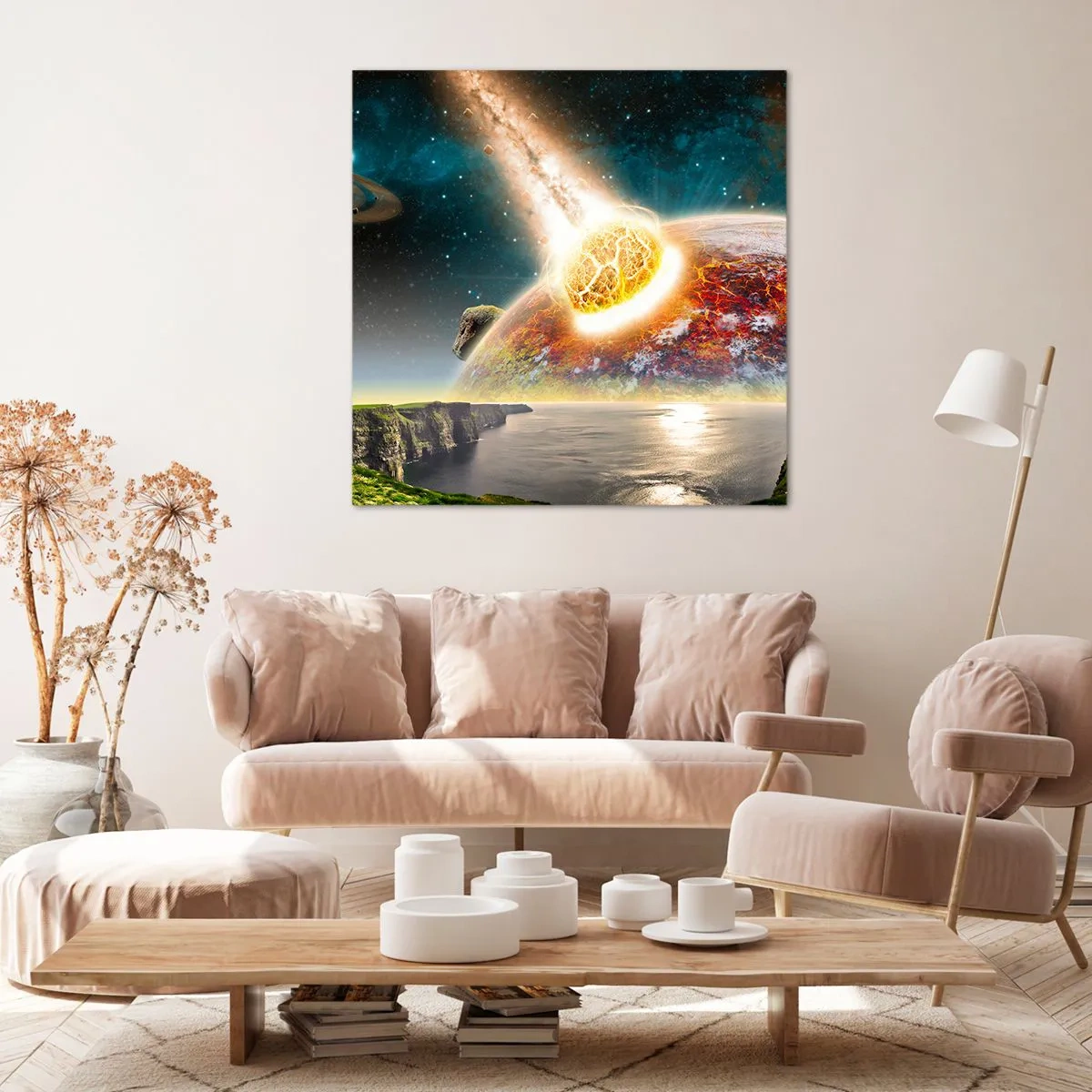 Lærredstryk - Billede på lærred - Kosmisk drama - 30x30 cm