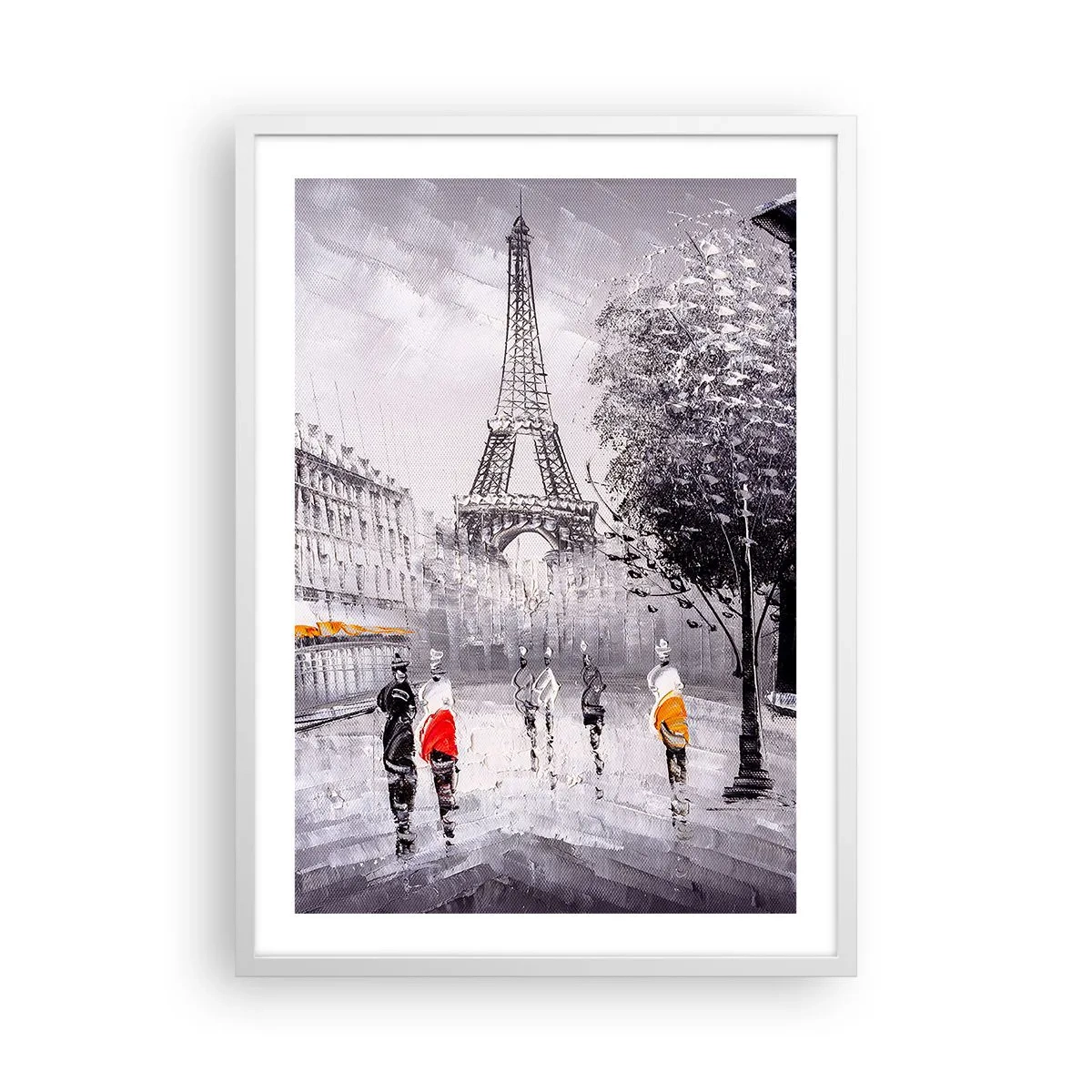 Plakat i hvid ramme - En parisisk spadseretur - 50x70 cm