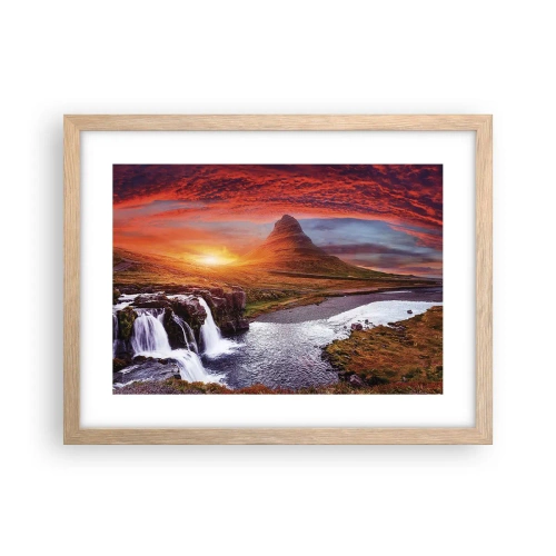 Plakat i ramme af lyst egetræ - En udsigt over Midgård - 40x30 cm