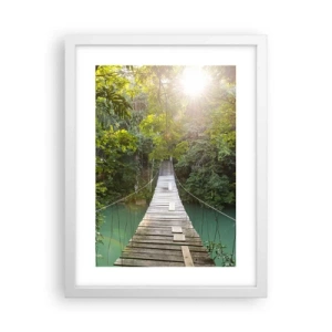 Plakat i hvid ramme - Over det azurblå vand til den azurblå skov - 30x40 cm