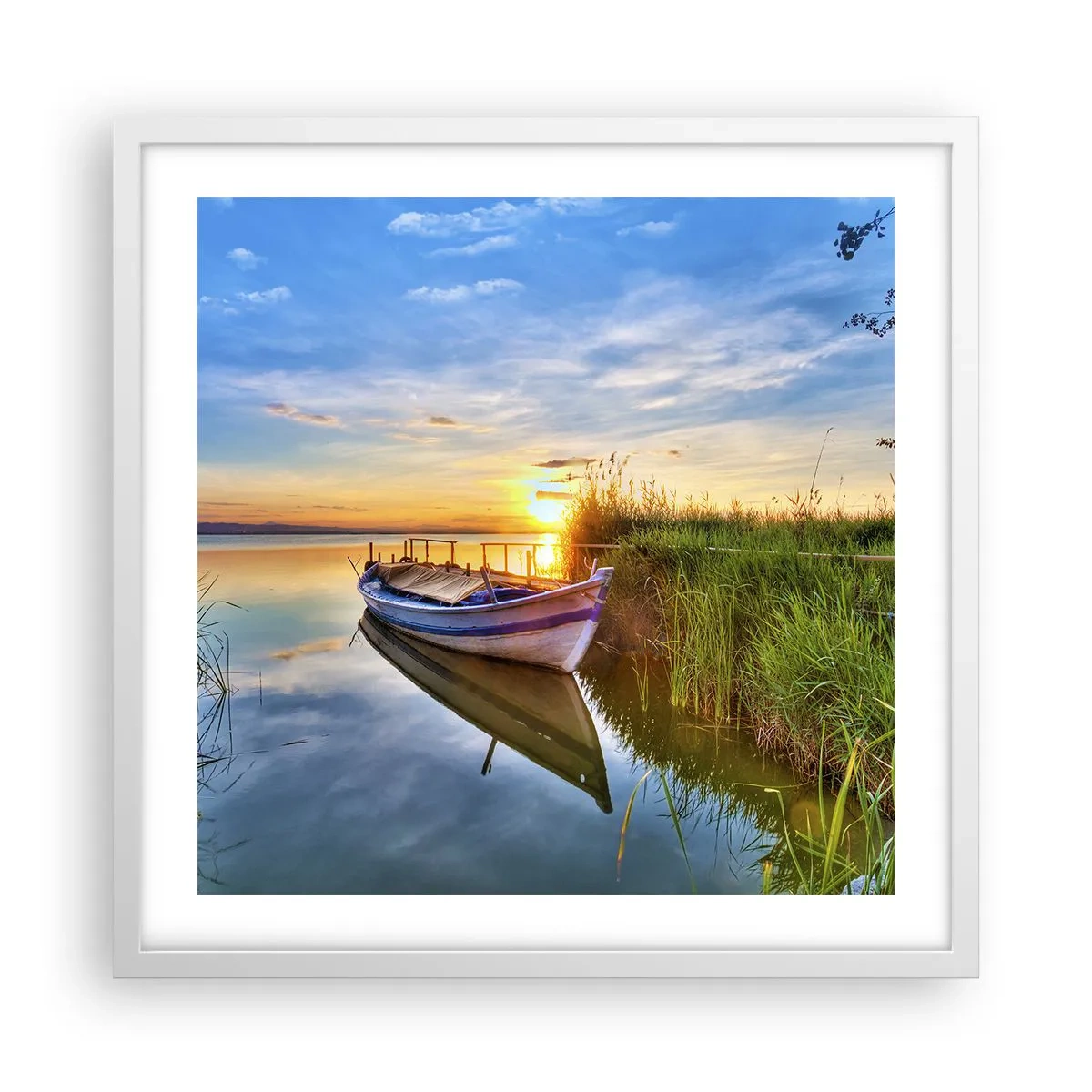 Plakat i hvid ramme - Bugt med opfyldte drømme - 50x50 cm