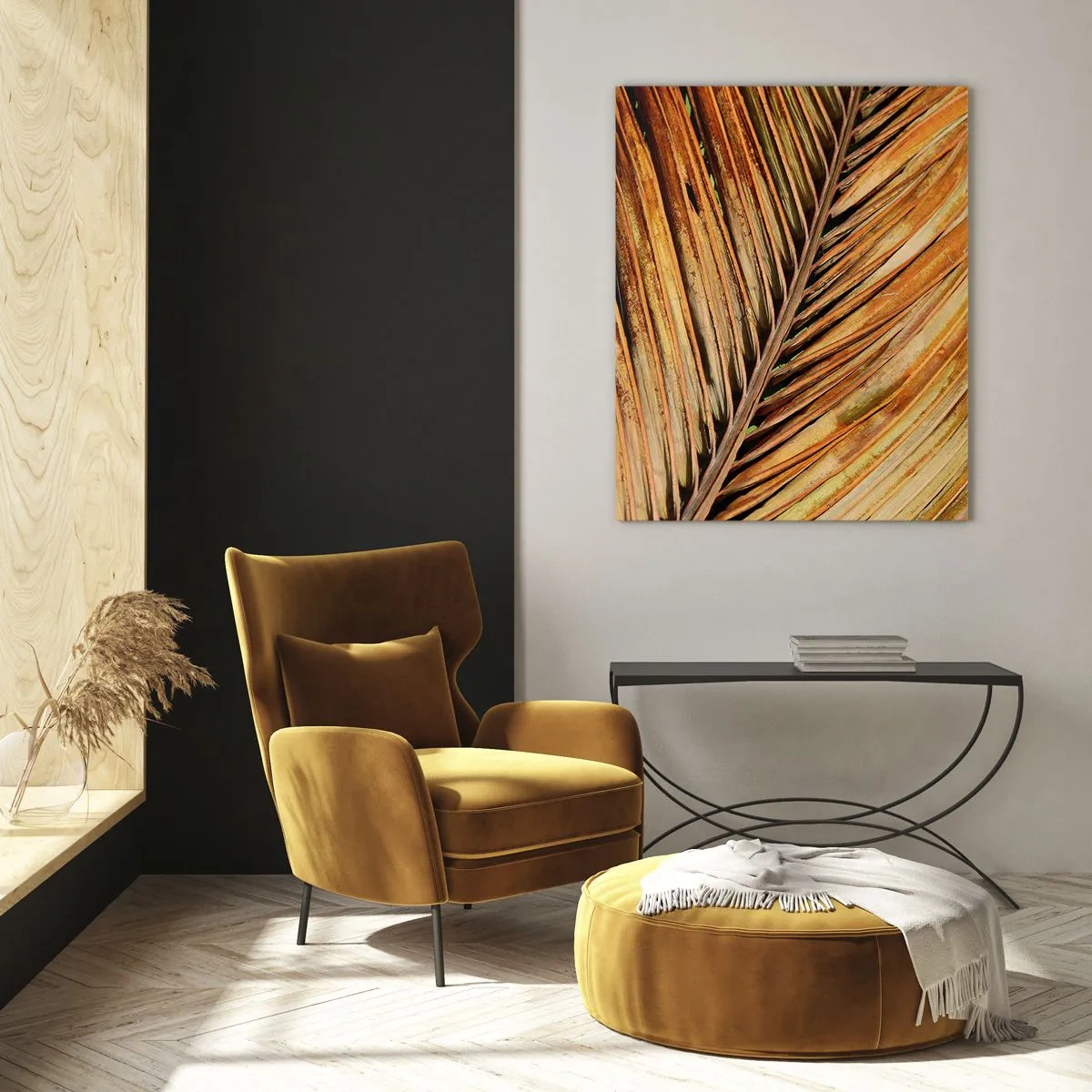 Billede på glas - Kokosnød guld - 70x100 cm