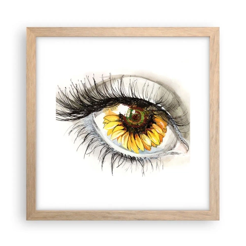 Plakat i ramme af lyst egetræ - Et look lige så varmt som sommeren - 30x30 cm