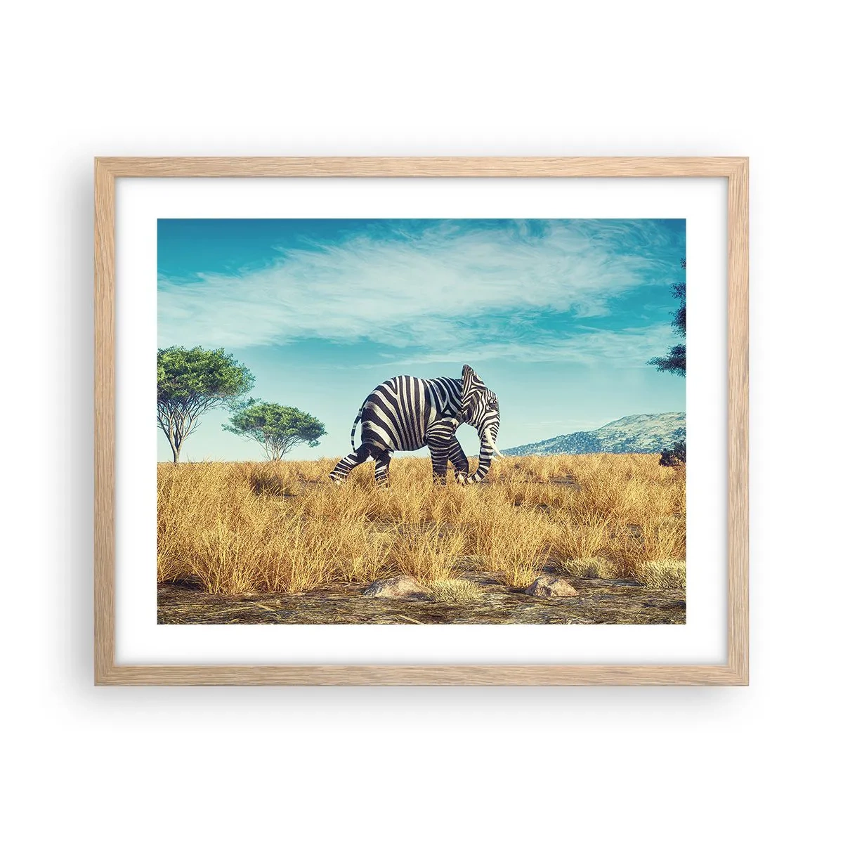 Plakat i ramme af lyst egetræ - Grå er ikke længere på mode - 50x40 cm