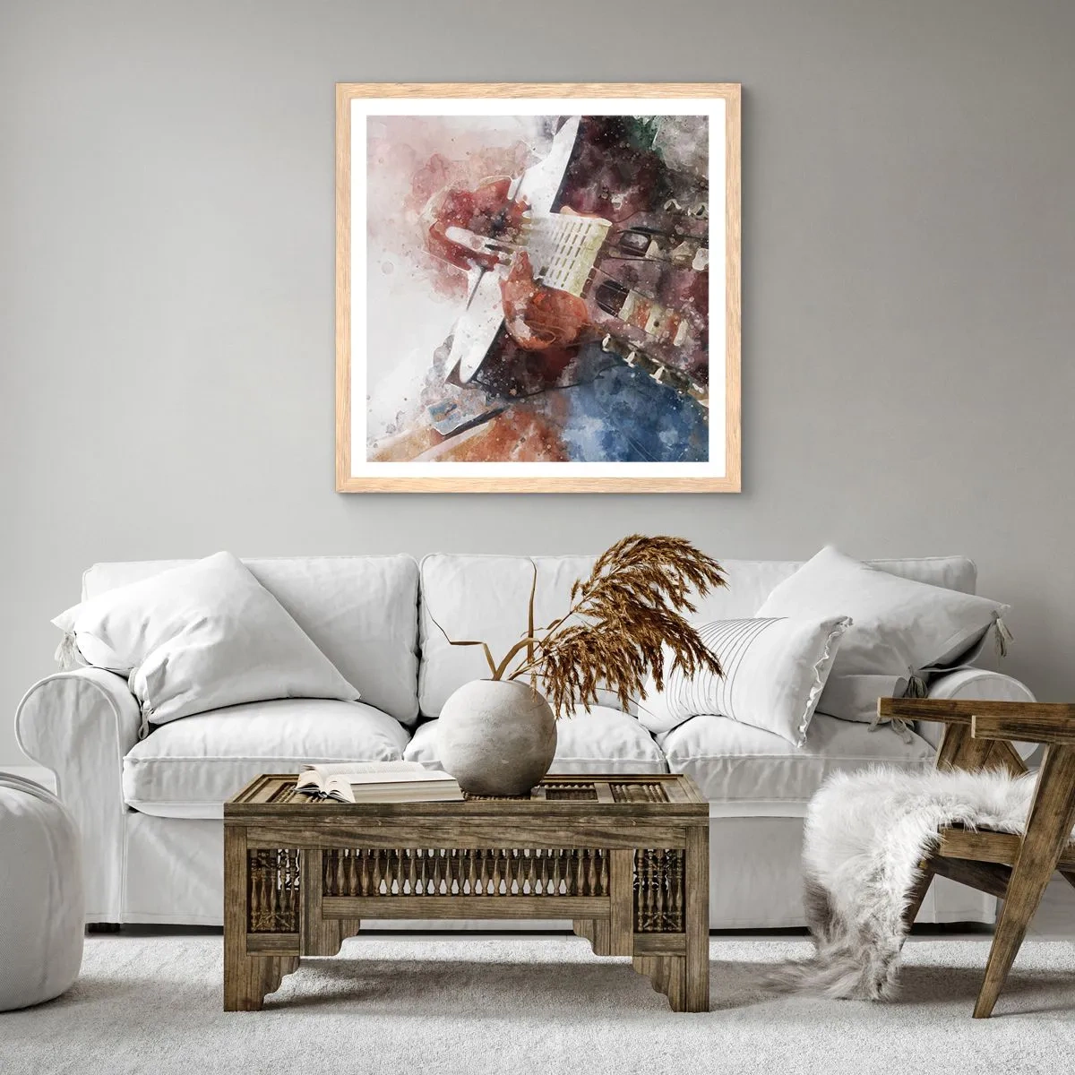 Plakat i ramme af lyst egetræ - Og hvad synes du? - 60x60 cm