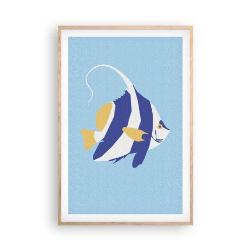 Plakat i ramme af lyst egetræ - Savner tropisk vand - 61x91 cm
