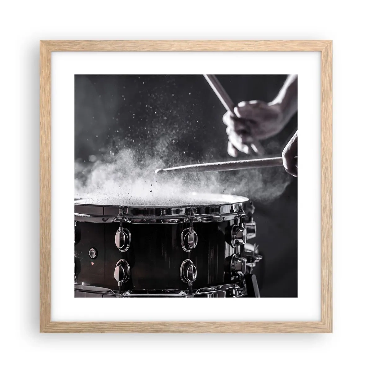 Plakat i ramme af lyst egetræ - Musikkens puls - 40x40 cm