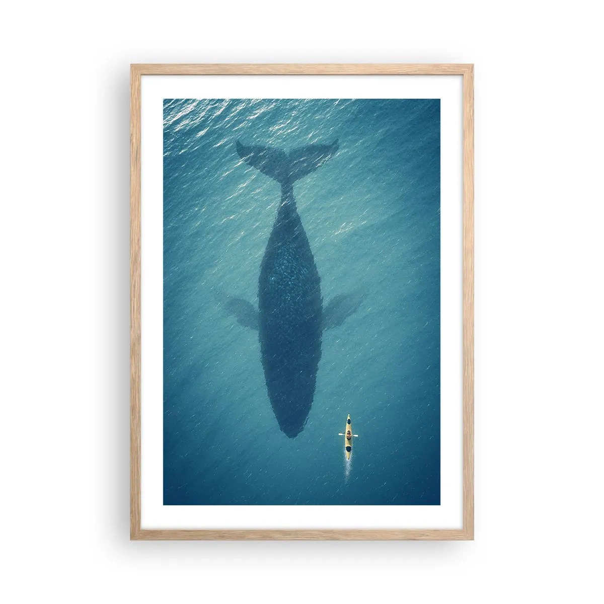 Plakat i ramme af lyst egetræ - Møde på havet - 50x70 cm