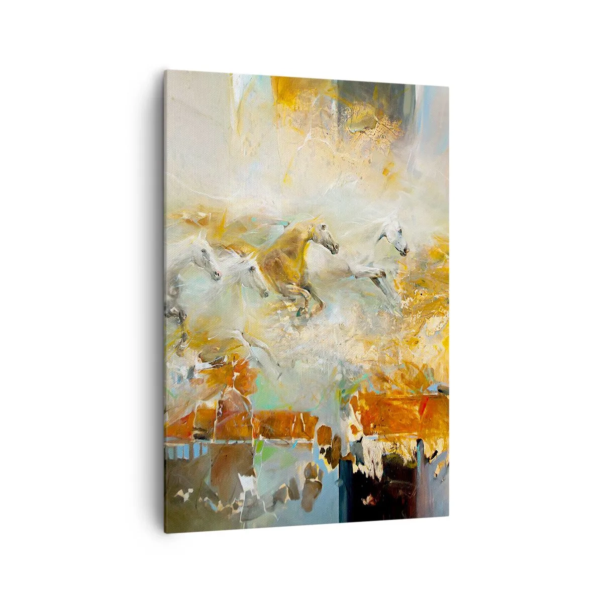 Lærredstryk - Billede på lærred - Galopperer gennem lyset - 70x100 cm