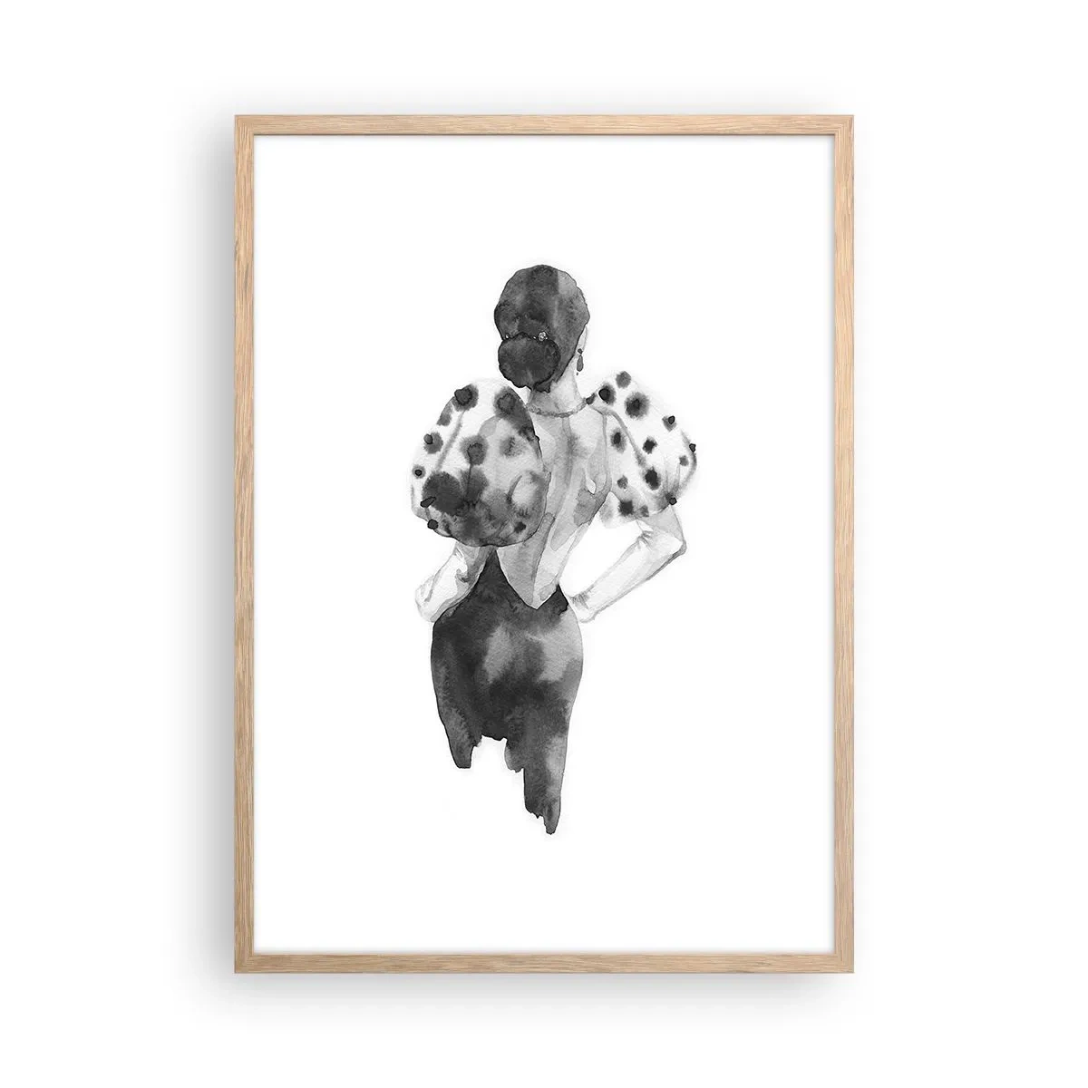 Plakat i ramme af lyst egetræ - Den gik lige forbi - 50x70 cm