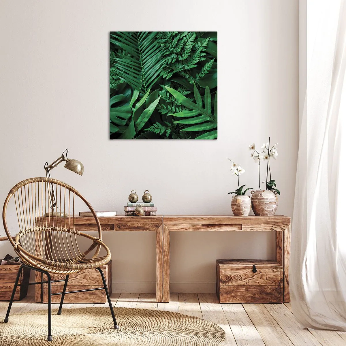 Lærredstryk - Billede på lærred - Kranset i grønt - 30x30 cm