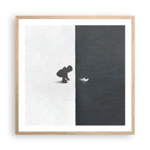 Plakat i ramme af lyst egetræ - Stor ekspedition - 60x60 cm