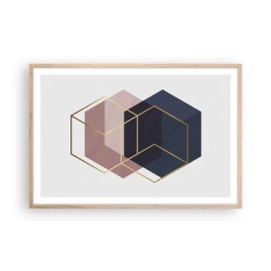 Plakat i ramme af lyst egetræ - Styrken ved enkelhed - 91x61 cm