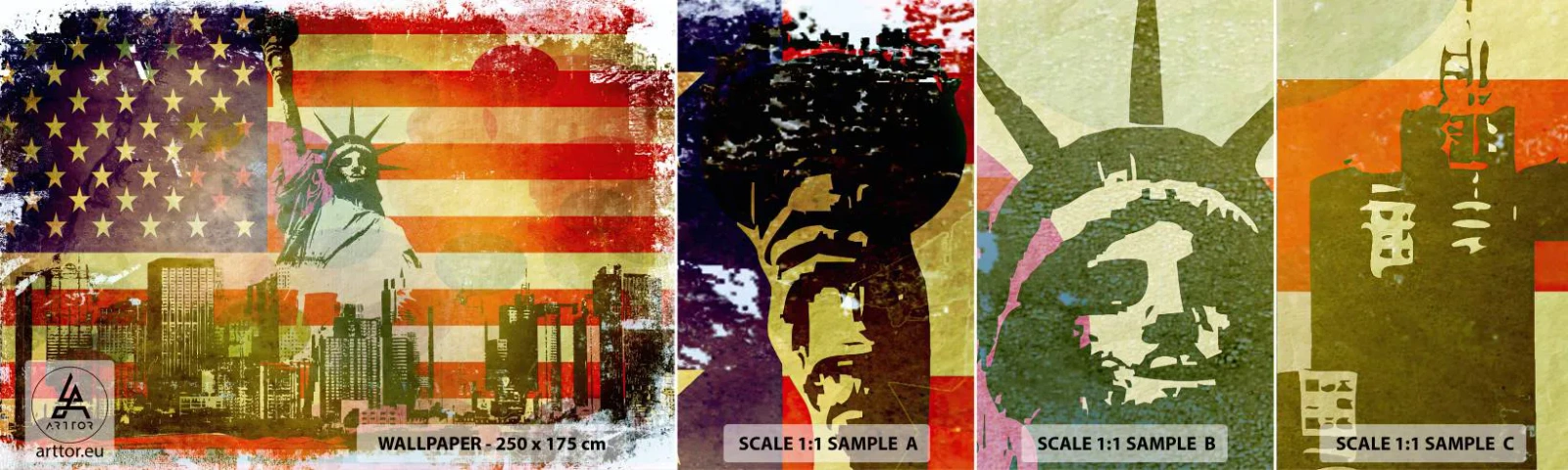 Fototapet Prøve Standard Eco - Viva America! - New York, USA, Frihedsgudinden - 100x30 cm