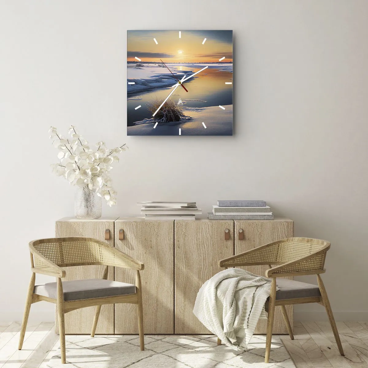 Vægur, Uret - Vintersolnedgang - 40x40 cm