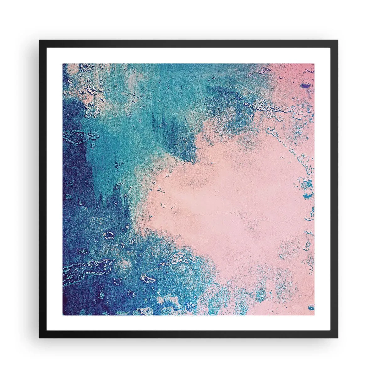 Plakat i sort ramme - Blå omfavnelse - 60x60 cm