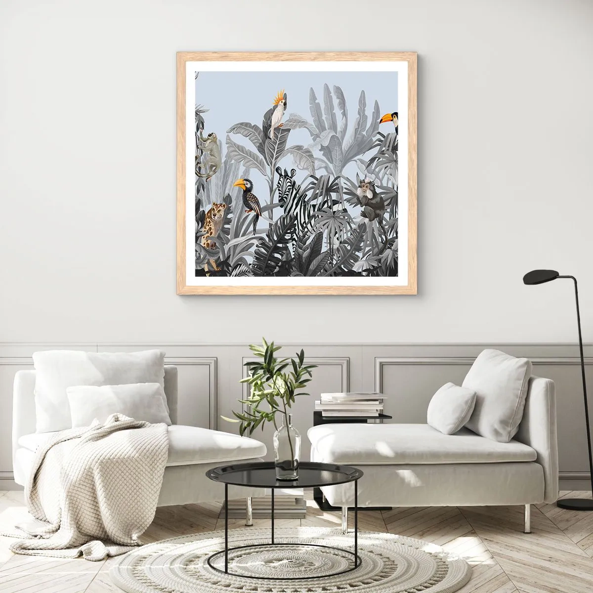 Plakat i ramme af lyst egetræ - En afrikansk fabel - 30x30 cm