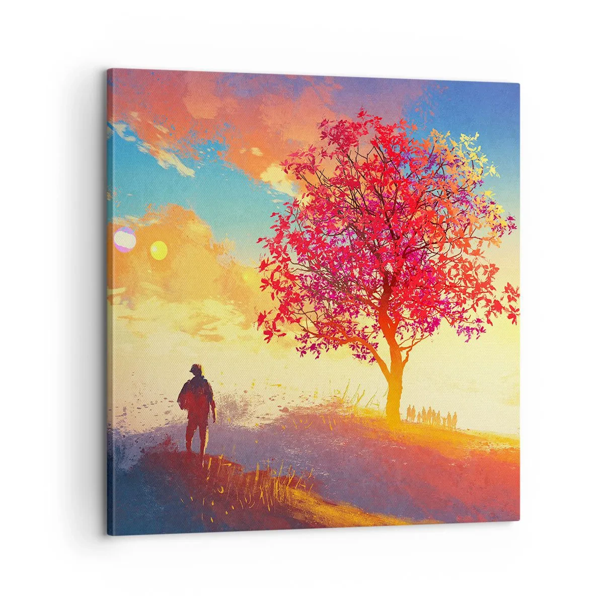 Lærredstryk - Billede på lærred - Pilgrim på bestemmelsesstedet - 60x60 cm